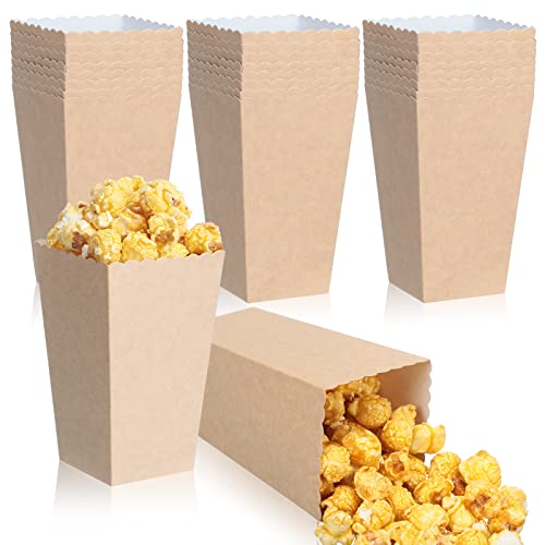 Potchen 150 Pcs Mini Popcorn Bucket Bags Bulk Disposable Popcorn Boxes 4.57 Inch Tall, Cardboard Cups Container for Movie Theater Dating Birthday Party(Kraft Style)
