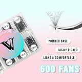 VAVALASH 600 Fans Premade Fans Eyelash Extensions 5D 6D 7D 8D 10D 12D 14D 16D 24D Premade Lash Fans 8-15mm Mixed Length Promade Loose Fans Thin Base Premade Volume Lash Extension(10D-0.05-D-8-15mm)