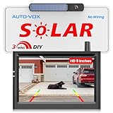 AUTO-VOX Solar Wireless Backup Camera with 5" HD Monitor: 3 Mins DIY Installation & Battery Powered Back Up Camera Systems, IP69K Waterproof Reverse Camera for Car, Van, SUV, Truck, Trailer