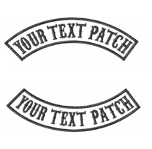 2 Pcs Custom Motorcycle Biker Patches Iron on Personalized Rocker Name Patch Large Black Top Bottom Back Patches for Vest Jacket Jeans (Rocker Patch)