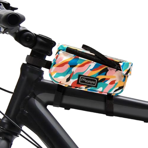Po Campo Bike Phone Bag – Tussey Phone Holder for Bicycles – Top Tube Bag for Cycling - Waterproof Fabric Colorful Bike Pouch Storage for Women and Men (Waves)