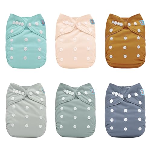 ALVABABY Baby Cloth Diaper 6 Pack with 12 Inserts One Size Cloth Diaper Covers Adjustable Washable Reusable for Baby Girls and Boys