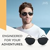 J+S Premium Military Style Classic Aviator Sunglasses, Polarized, 100% UV protection for Men Women (Large Frame - Black Frame/Black Lens)