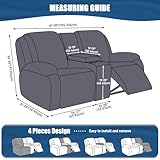 TAOCOCO Reclining Loveseat with Middle Console Slipcover, 4 Piece Polyester Fabric Stretch Loveseat Reclining Sofa Covers (Coffee, 2 Seat Recliner Cover with Console)