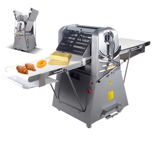 HayWHNKN Dough Sheeter 20'' Reversible Dough Roller Machine Croissant Danish Pastry Bakery Roller Puff Pastry Sheeter Foldable Dough Rolling Machine 0.04-2'' Adjustable Thickness with Foot Switch 110V