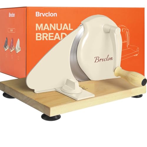 Manual Bread Slicer for Homemade Sourdough Bread, Adjustable Thickness&Evenly Slicing, Hand Crank Bread Slicer with Scale Line and Suction Cup, Serrated Blade Design, Patent:USD105861