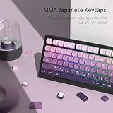 Womier MOA Keycaps Japanese, PBT Keycaps 60 75 100 Percent,Cute Dye-Sublimation 134 Keys Custom Keyboard Key Cap for Cherry Gateron MX Switches Mechanical Keyboards, Gradient Purple