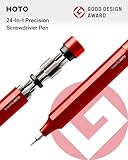 HOTO 24 in 1 Multi Bit Mini Screwdriver Set Magnetic, Manual Precision Screwdriver Set, EDC Pen Screwdriver for Eyeglasses, Electronics, Watches, Phones, Laptops, Cameras, Cinnabar Red