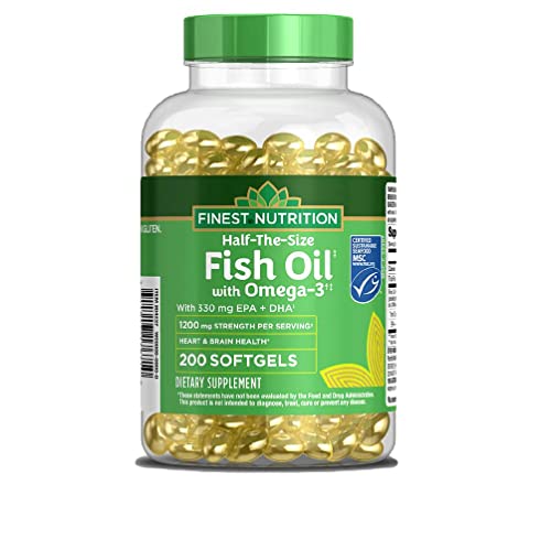 Finest Nutrition Half-the-Size Fish Oil 1200 mg, Softgels, 200 ea