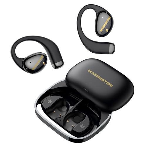 Monster Open Ear AC520 Headphones, Bluetooth 6.0 Wireless Earbuds with HiFi Sound, Open Ear Earbuds with 24H Playtime, Unique Handbag Design, ENC Clear Call, IPX6 Resistance Wireless Headphones（Black）