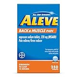 Aleve Back & Muscle Pain Relief Naproxen Sodium Tablets, Pain Reliever & Fever Reducer, Medicine for Body , 250 Count