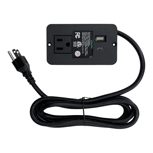 Power Recliner Emomo Single Outlet Recessed Power Strip Model HX66P2UR with Dual USB A C Ports for Electric Sofa Home Office