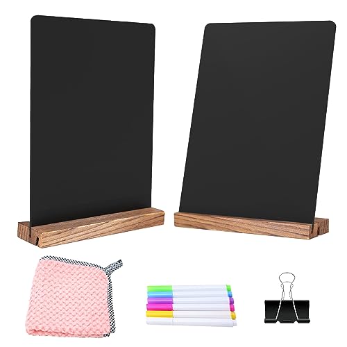 NEWNEWSHOW 8.7x12 Inch Wooden Double Sided Hanging Chalkboard Signs, Message Chalkboard, Erasable Message Board Sign with Hanging String for Shop Wedding Kitchen Home Party Decoration (2 Pack 8.7x12)