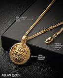 Forge & Foundry Men's Lion Pendant with Adjustable 21" Necklace Wheat Chain | Aslan | Design-led, artisan jewelry from London (gold)