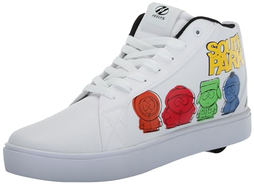 HEELYS Men's Racer Mid Wheeled Heel Shoe, White/Black/Yellow, 9