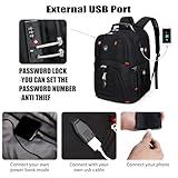 SHRRADOO Extra Large 50L Travel Laptop Backpack with USB Charging Port, College Backpack Airline Approved Business Work Bag Fits 17 Inch Computer for Men Women