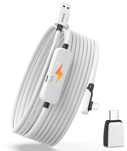 Syntech Link Cable with Charging 16FT Compatible with Oculus/Meta Quest 3S/3 Accessories, Quest2/Pro, Pico4, Next-Gen VR Cable with USB 3.0 A to C Adapter for SteamVR, Charge & Link Simultaneously