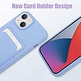 MZELQ Compatible with iPhone 14 Case TPU Card Holder Wallet Cover,Camera Protection + Screen Protector Soft Card Slot Phone Case -Purple