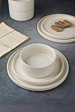 Famiware Star Stoneware Dinnerware Sets, Plates and Bowls Set for 6, 18 Pieces Ceramic Dishes/Tableware/Kitchenware/Dinner Set - Matte White