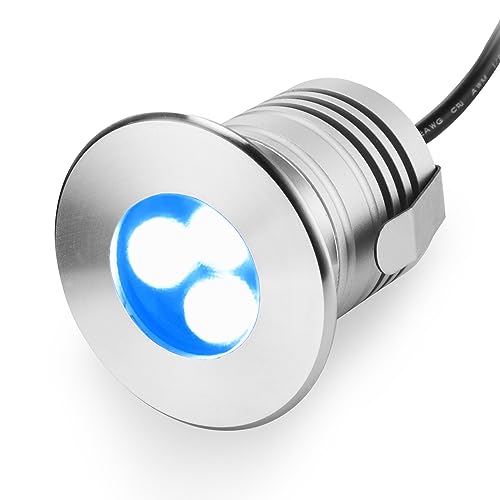CNBRIGHTER LED Underwater Pool Lights, 3W 12V-24V DC, IP68 Waterproof, Stainless Steel Aluminum, lamp for Inground Swimming Pools Ponds Fountains Steps (Blue)