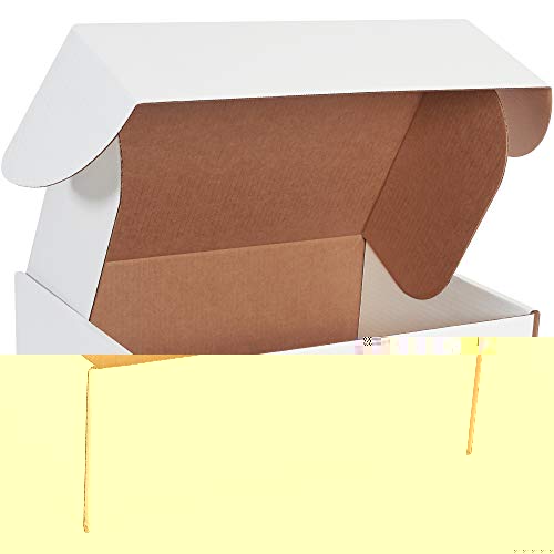 BOX USA 16" L x 12" W x 6" H Corrugated Cardboard Deluxe Literature Shipping Mailer, White, Tab Lock, Easy to Fold Mailer for Packaging and Shipping (Pack of 25)