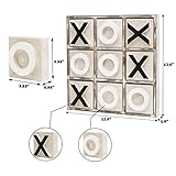 JEVERGN 12.6" Large Wooden Tic Tac Toe Game, Rustic Coffee Table Game, Wood Farmhouse Tic Tac Toe Board Game Decor, Family Games for Adult & Kids, Whitewashed