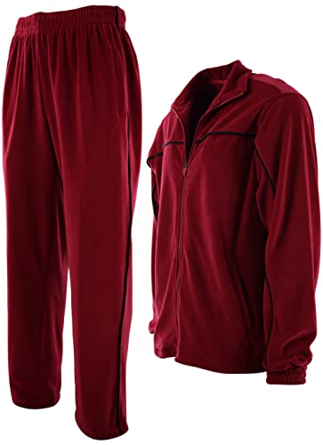 ChoiceApparel Mens Velour Tracksuit with Zippered Pockets (204-Red, X-Large)