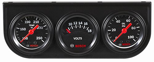 Bosch SP0F000037 Style Line 1-1/2" Mini Triple Gauge Kit (Black Dial Face, Black Bezel)