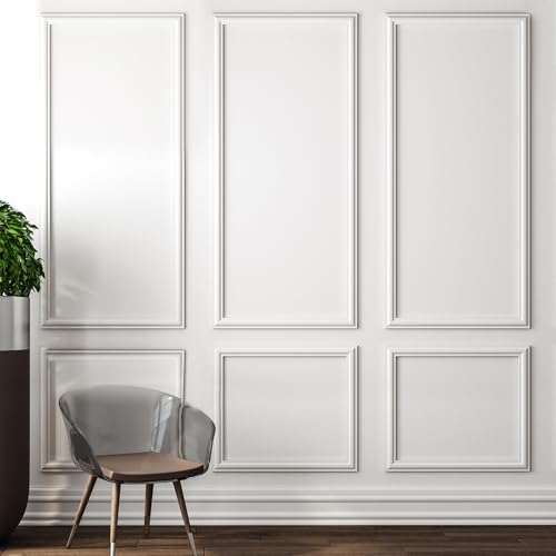 Pangda 3 Set Peel and Stick Wall Molding Kit, Premade Accent Molding Wainscoting Panel for Interior Wall Moulding Decor, Ready to Assemble Wainscoting Accent Panel (54 x 24 in)