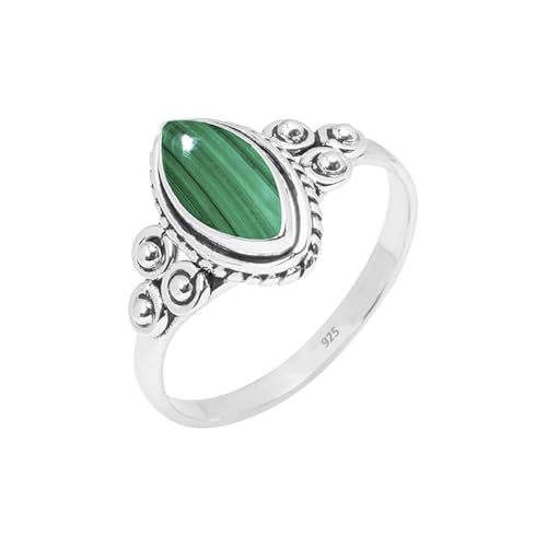 Malachite Stone Ring, 925 Sterling Silver Ring For Women Girls, Statement Promise Ring, Natural Gemstone Ring, Handmade Ring Christmas Gifts For Her, Ring Size US 7