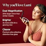 Fancii LED Lighted Travel Makeup Mirror, 1x/10x Magnification - Daylight LED, Compact, Portable, Large 5" Wide Illuminated Folding Mirror (Lumi) Rose Gold