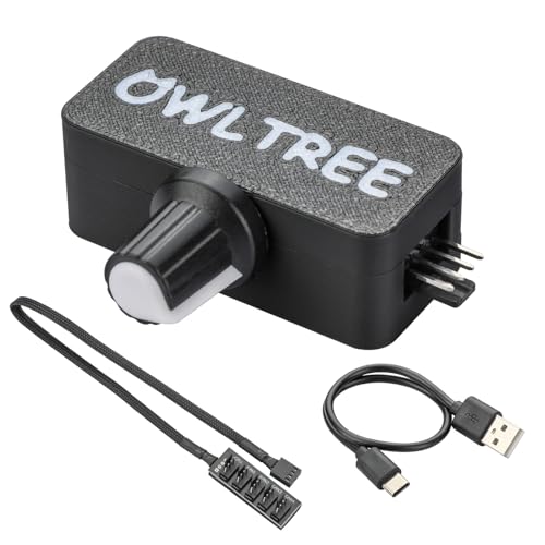 4 Pin 12V PWM Fan Controller with Type C USB Power Cable and 4Pin 5 Way PWM Fan Splitter Hub,PWM Fan Speed Controller with 15-18W, 1.2-1.5A Output
