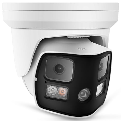 8MP 4K Dual Lens Poe IP Security Camera 180 Degree Panoramic Wide Angle, Full Color Night Vision, H.265, IP66, ONLY Compatible with Hik-Vision Uniview NVR, Blue Iris, NDAA Compliant