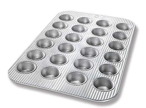 USA Pan Bakeware Mini Cupcake and Muffin Pan, Nonstick Quick Release Coating, 24-Well, Aluminized Steel