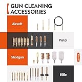 Raiseek Gun Cleaning Kit Rifle Pistol Shotgun Universal Cleaning Kit for 20GA 12GA .45 .40 .357/.380/.38/9MM .338 .325/8mm .30/7.62MM .270 .250 .243 .22 .17 All Calibers (Brass Jags-Orange)