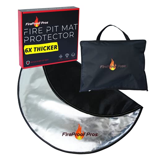 Fireproof Pros 36" Fire Pit Mat for Deck, Patio, Grass and Concrete. Thick Heat Resistant Deflector Fireproof Mat/Ember Mat. Triple Layer Fire Pit Pad, Firepit Protector, BBQ Mat for Large Fire Pit