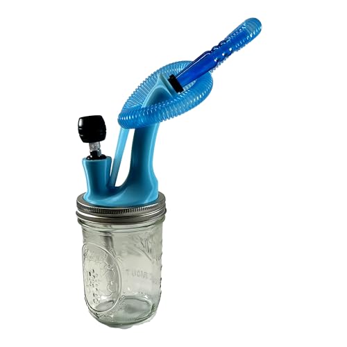 2 in 1 Combo Hookah Pipe Set with Glass Jar Base and Flexible Hose, (Turquoise)