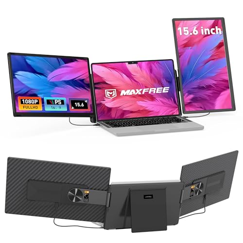 Maxfree Laptop Screen Extender Triple Monitor,15.6" FHD 1080P IPS 120% sRGB Travel Extra Screen,Compatible with Wins Mac Chrome Dex,Portable Monitor for Laptop 13-17"