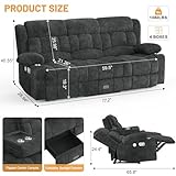 Dresegmt Loveseat Recliner Sofa, Flip Middle Backrest Design 3 Seat Reclining Sofa with Storage Drawer, USB Ports & Cup Holders, Manual Couch for Living Room/RV (Gray)