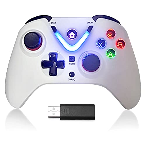 ROTOMOON Wireless Game Controller with LED Lighting Compatible with Xbox One S/X, Xbox Series S/X Gaming Gamepad, Remote Joypad with 2.4G Wireless Adapter, Rechargeable Battery