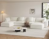 Oversized Modular Sectional Sofa,Cloud Couch Sectional Deep Seat Sofa Cushion Covers Removable,Oversized Sectional Couches for Living Room(6 Seater U Shaped-Off White)