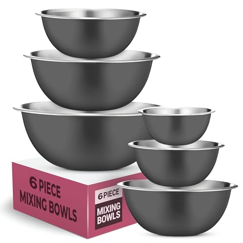 FineDine Stainless Steel Dishware Bowls - Easy To Clean, Nesting Bowls for Space Saving Storage, Great for Cooking, Baking, Prepping, 8 Quarts