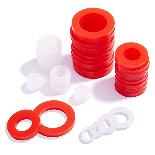 Litorange 190 PCS Mixed Silicone O Ring Sealing Gasket Washers, 6 Different Size,Made from Soft Silicone (Better Sealing Than Rubber) Used for 3/4", 1/2", 3/8", 1/4", 1/8" Fittings & Valve,Plugs Etc