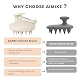 AIMIKE Scalp Massager Shampoo Brush, Soft Silicone Scalp Scrubber, Scalp Brush/Exfoliator for Washing Hair Dandruff, Scalp Massager Hair Growth Stimulator, Wet Dry Scalp Hair Scrubber - Oatmeal