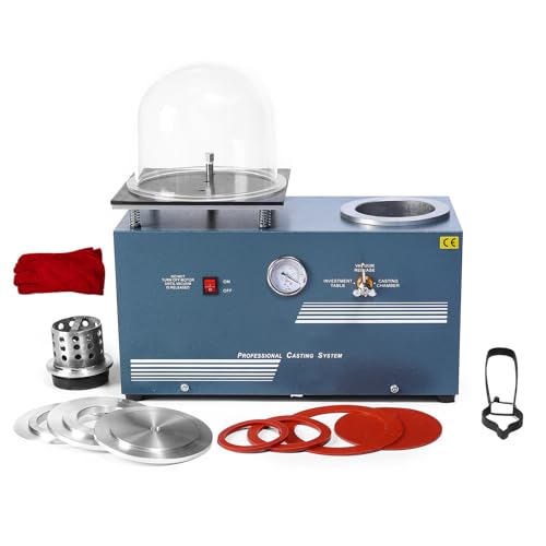 HAADID Vacuum Investing Casting Machine 2L - Vacuum Casting Machine with 3 CFM Pump & Bell Jar for Jewelry Casting Molds Processing 110V CM01