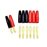 8Pcs 4mm Banana Plug Male Connector Gold Plate Solder Type for Multimeter Test Leads Speaker Wire Cable RC Lipo Battery Charger Adapter