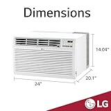 LG 9,800 BTU Through the Wall Air Conditioner with Supplemental Heat, 230V, AC Wall Unit for Rooms up to 440 Sq.Ft. (18' x 25' Room Size), Perfect for Bedroom, AC with Remote and Auto-Restart, White