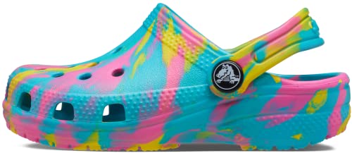 Crocs Classic Marbled Tie-Dye Clog (Little Kid/Big Kid) Digital Aqua/Multi 3 Little Kid M