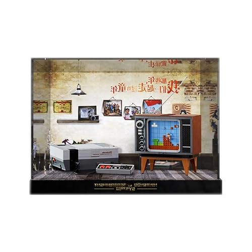 Acrylic Display Case for Lego Super Mario Nintendo Entertainment System 71374 Model - Dustproof Anti-UV Storage Box (Background E)