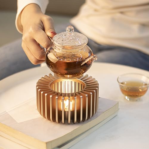 Teapot Warmer, Metal Teapot Heater - Modern Design with Tealight Holder - Heavy Duty & Decorative Candle Holder Stands for Heat Food Coffee Milk or Tea Suitable for All Teapots